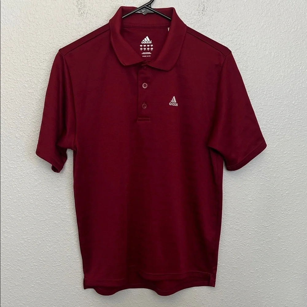 Adidas Athleisure Polo Burgundy Stripe Size Small